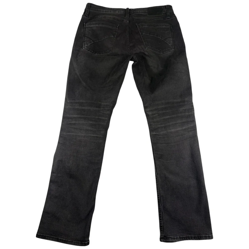 BKE Jake Straight Leg Jeans Mens 34x32 Washed Black Denim Rugged Faded Stretch